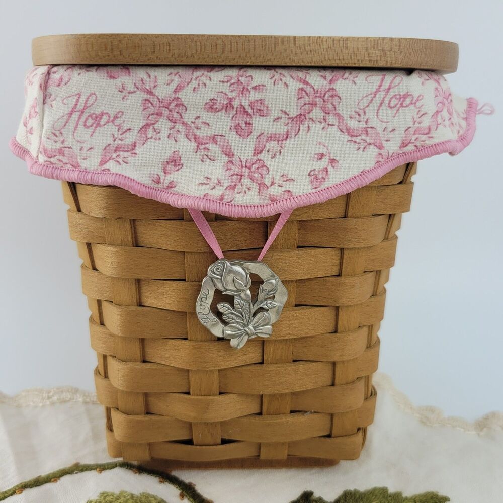 Longaberger 2004 Horizon of Hope 6" Basket Liner Protecter Lid Pewter Medal